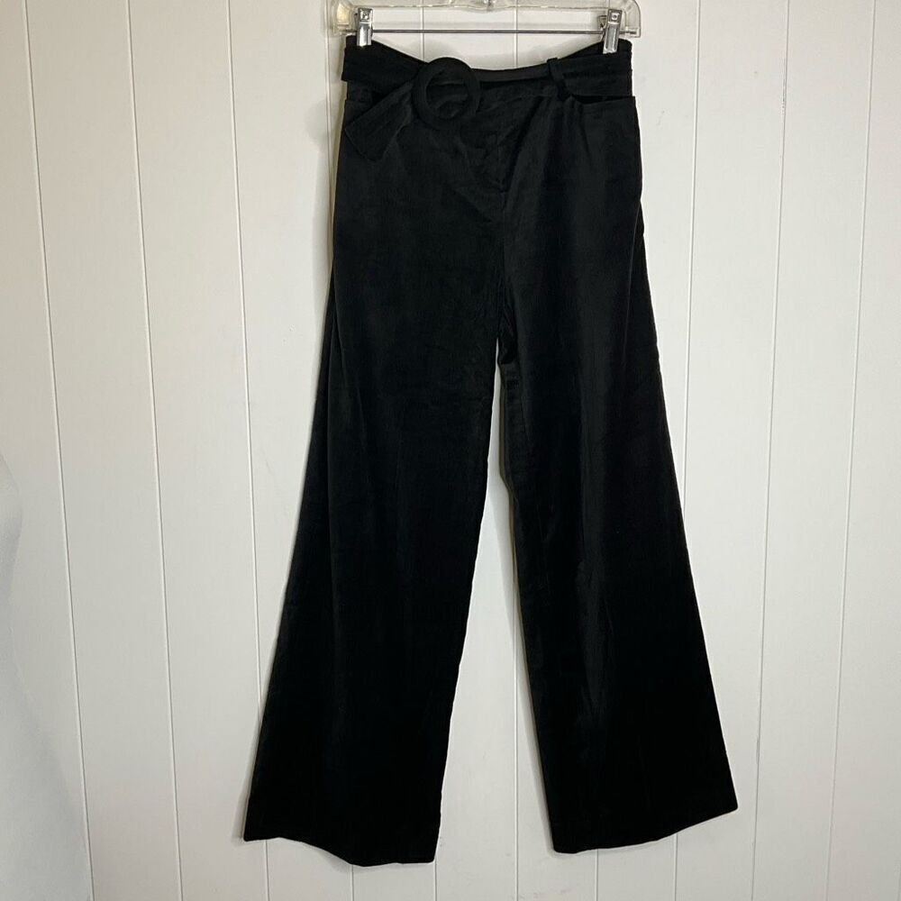 Vintage 80s Women’s Small Fine Black Corduroy Belted Flapper Pants 29” Inseam